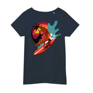 T Rex Dinosaur Surfing – Women’s T-Shirt