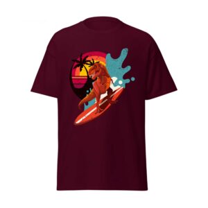 T Rex Dinosaur Surfing – Men’s T-Shirt