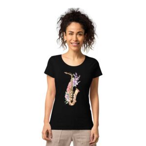 Saxophone Musical Instrument Floral- Women’s T-Shirt