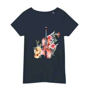 Violin Musical Instrument Floral- Women’s T-Shirt