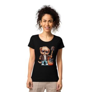 Cute Puppy with Guitar – Women’s T-Shirt