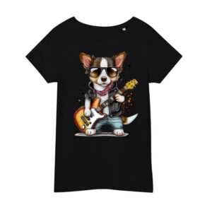 Rock N Roll Dog with Guitar – Women’s T-Shirt